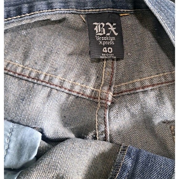Brooklyn Xpress Jeans Shorts Men’s 40 Blue Denim Jorts Hip Hop Baggy Distressed - Picture 5 of 10